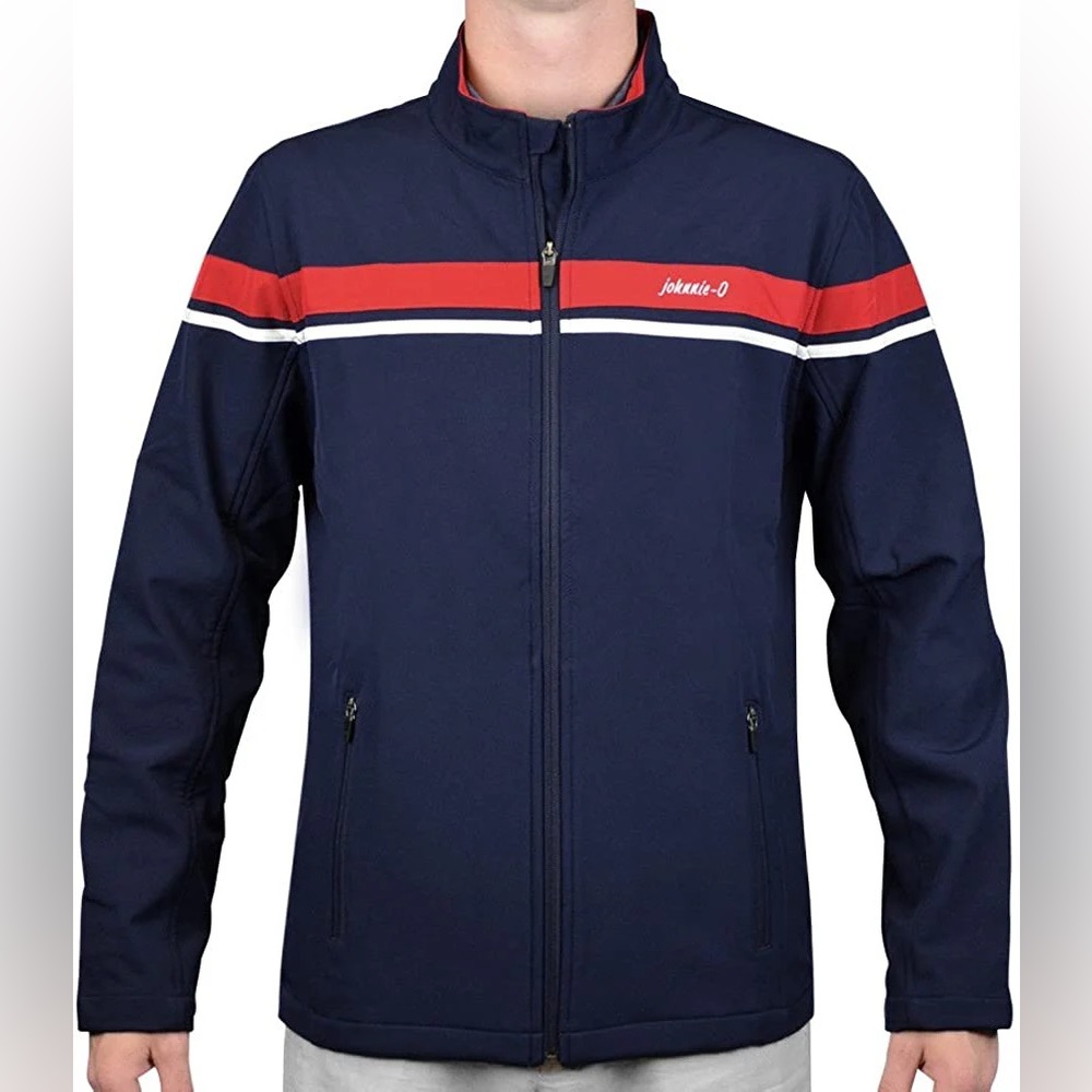 johnnie-O Navy Jacket with Red and White Stripe